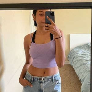 STRADIVARIUS - purple ribbed tank top